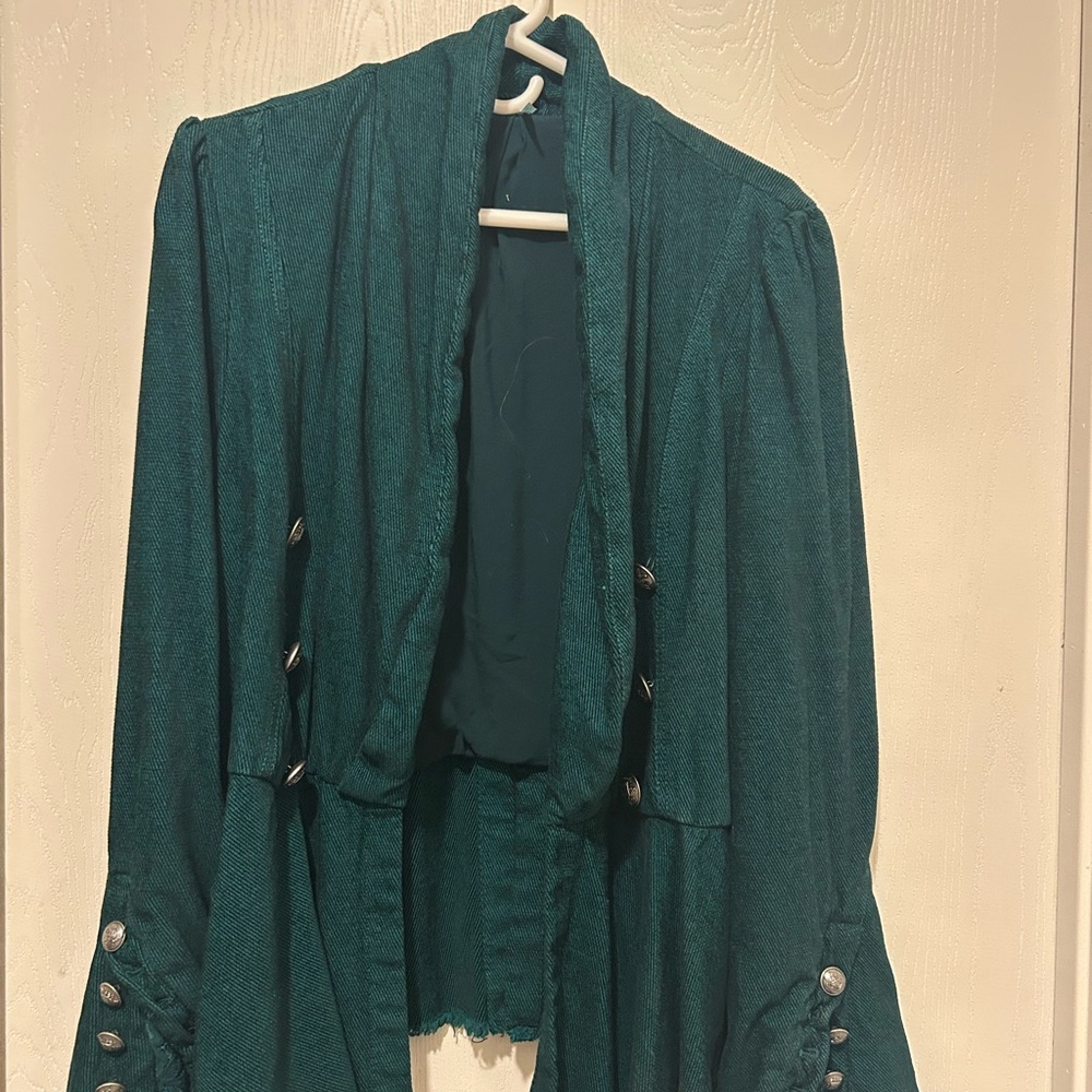 FREE PEOPLE Emerald Green Pirate Style Jacket
